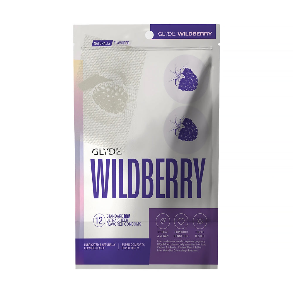 GLYDE Wildberry Condom - 12 Count